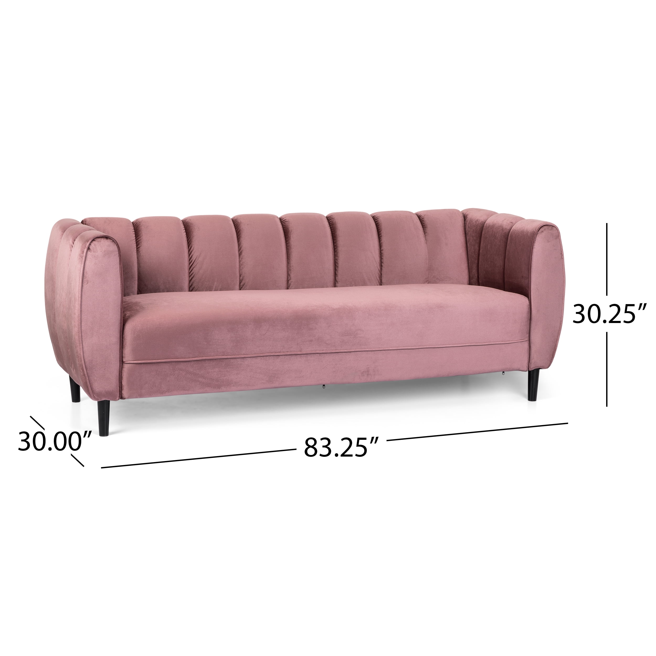 Karimah Modern Velvet 3 Seater Sofa Blush and Dark Brown
