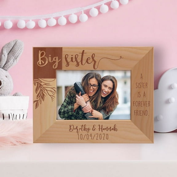 Big Sister Personalized Wooden Frame-5" x 3 1/2" Brown Horizontal