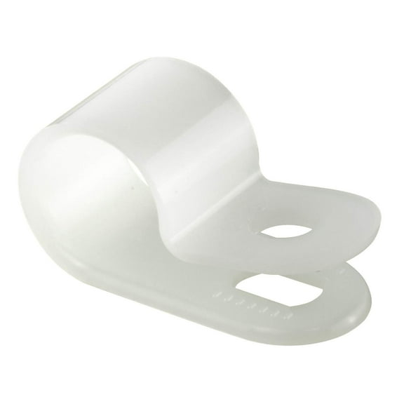 White Nylon Plastic Cable Clamps, 3/8" Screw Mounts for Cable, Rope, Tube Management, 100 Pack