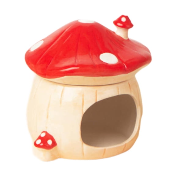 Hamster House Feeding Bowl Ceramic Hideout Mushroom Shape for Chinchilla Rat Small Pets Habitat