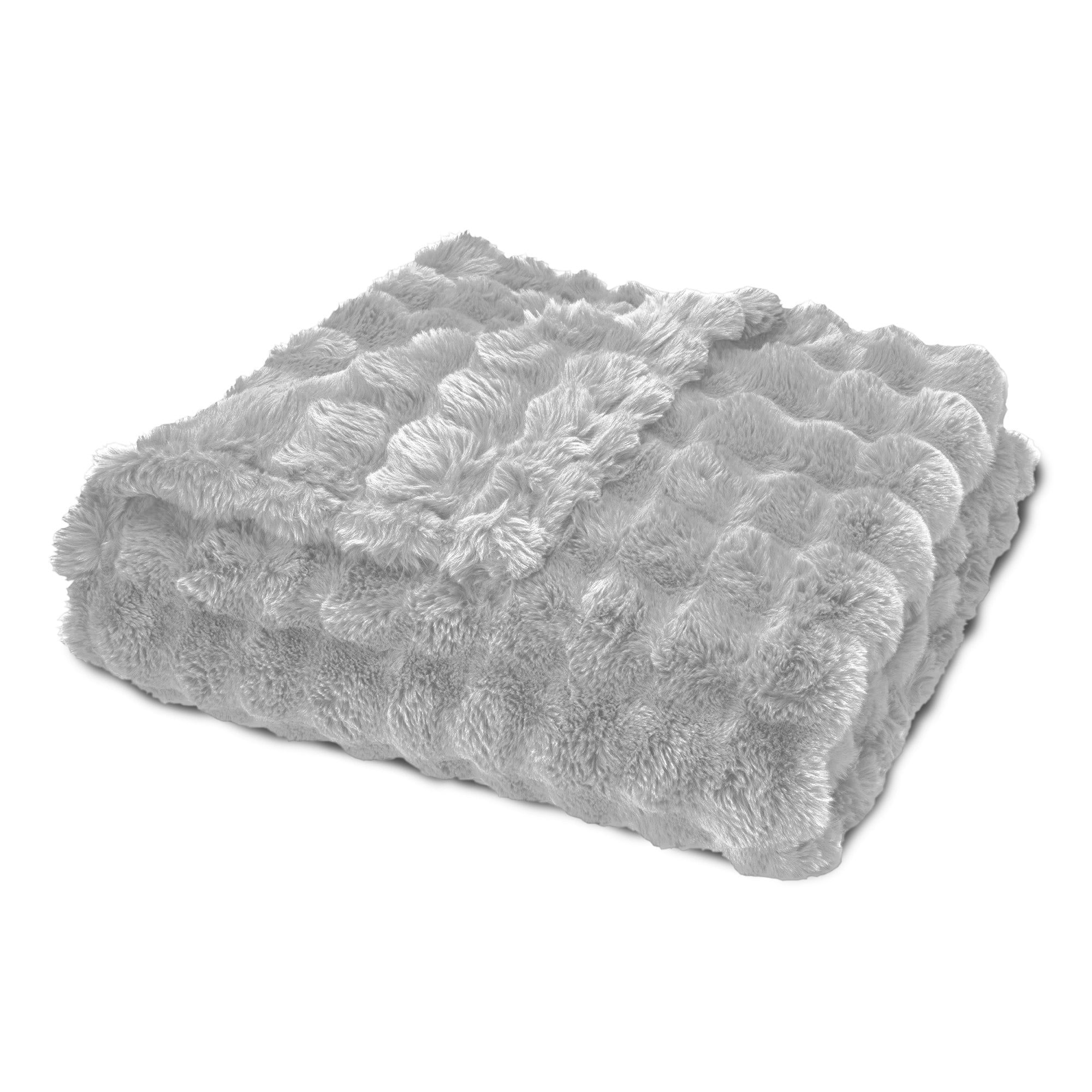 Northwest Group Serenade Gray Textured Faux Fur Throw Blanket, 50 x 70