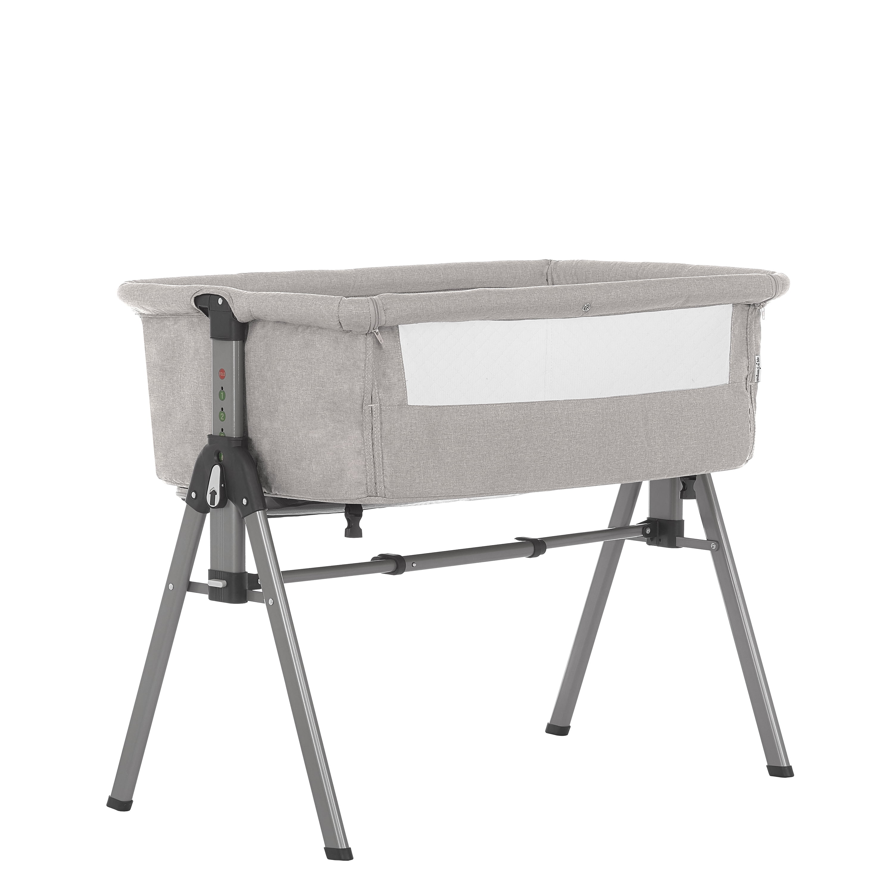 Dream On Me Lotus Bassinet and Bedside Sleeper in Grey, Lightweight, Carry Bag Included