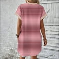 thumbnail image 6 of SHTXOZHI Women's Striped Short Sleeve Dress with Pockets Crewneck Color Block Casual Summer Dress, 6 of 6