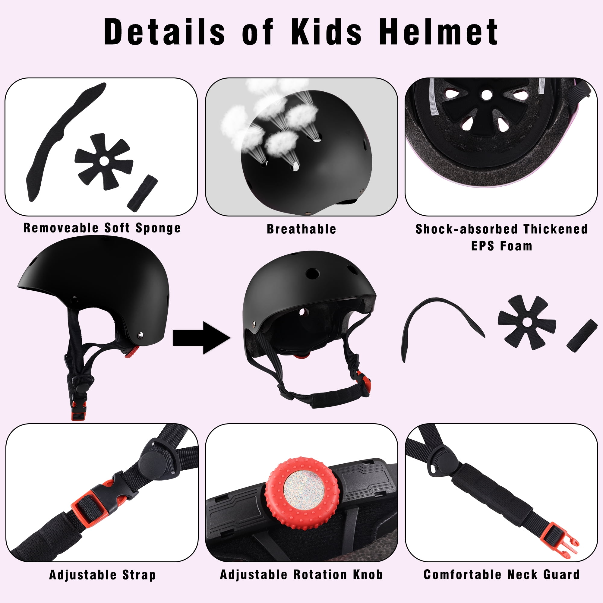 Kids Bike Helmet Set Toddler Helmet for Ages 2-8 Boys Girls with Sports Protective Gear Set