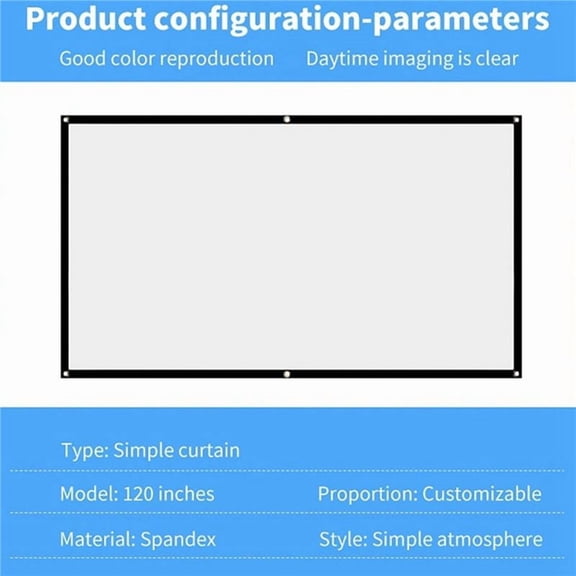 Portable Projector Screen for Home Theater Outdoor, HD White Foldable Anti-Crease, 72-Inch