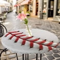thumbnail image 6 of Baseball Round Tablecloth for 36-44 Inch Tables, Fitted Table Cover with Elastic Edge, Red White Texture Sports Ball Minimalist Waterproof Outdoor Table Cloth Protector for Patio Garden Dinner Picnic, 6 of 9