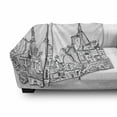 thumbnail image 3 of Modern Soft Flannel Fleece Throw Blanket, European City Landscape Sketchy Painting with Landsmarks Image Print, Cozy Plush for Indoor and Outdoor Use, 50" x 60", Black and White, by Ambesonne, 3 of 6