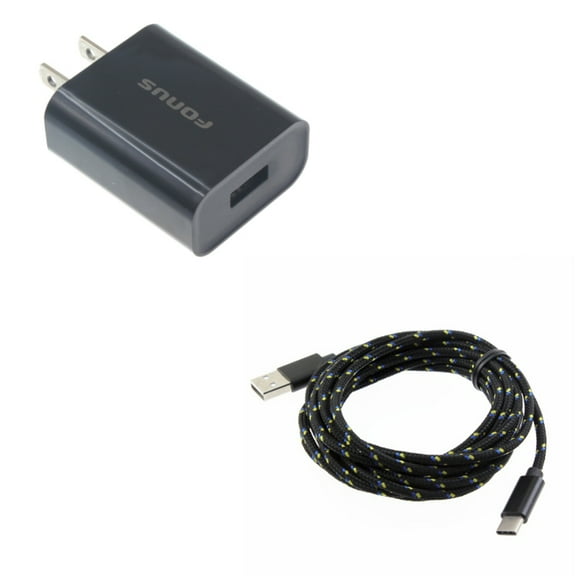 Type-C 10ft USB Cable w 18W Quick Home Charger for OnePlus 9, Nord N200 5G/N100/N10 5G, Pro Phone - Charger Cord Power Wire, USB Travel Wall D1K for OnePlus 9, Nord N200 5G/N100/N10 5G, Pro