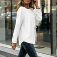 thumbnail image 5 of Klisyaur Womens Crew Neck Shirts Side Button Up Long Sleeve Tunic Tops Casual Loose Comfy Fall Winter Blouses, 5 of 8