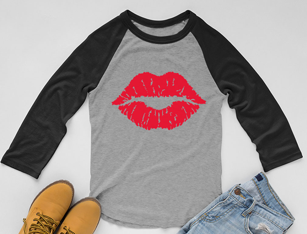Tstars Girls Valentine's Day Beautiful lip Shirts for Kids Love Red Lips Cute Casual Gift Idea for Girl 3-4 Sleeve Baseball Jersey Toddler - image 4 of 5