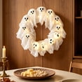 thumbnail image 4 of SUORE Halloween Ghost Wreath, 12 Warm White Ghost Garland with 15.7 inches, Light-Up Halloween Ghost Wreath Spooky Indoor & Outdoor Hanging Decoration for Front Door, Wall, Party, 4 of 8
