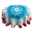 thumbnail image 4 of Red Blue Tie Dye Spiral Round Tablecloth 60"x60",Wrinkle Wipeable Table Cloth for Kitchen Dining Room Picnic Patio Party, 4 of 6
