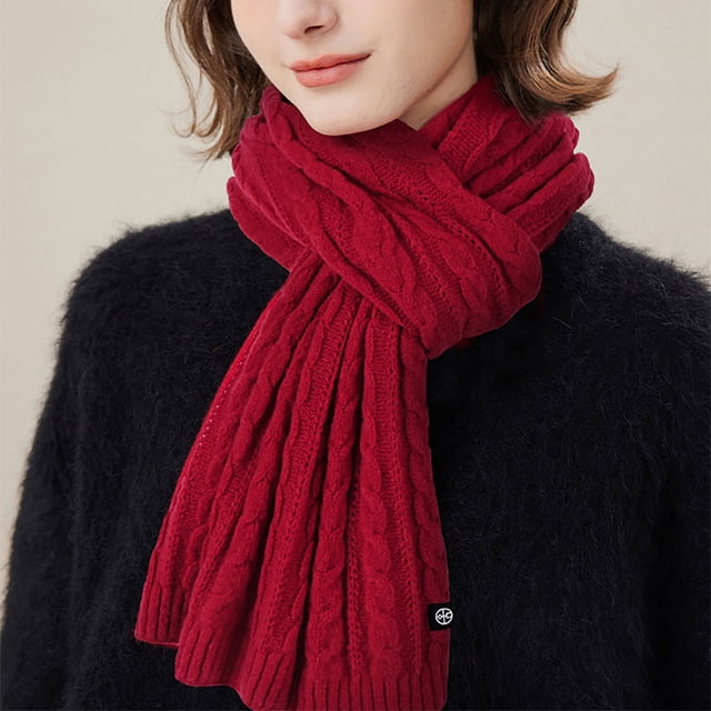 Jsaierl Womens Winter Thick Cable Knit Wraps Chunky Long Warm Shawls Scarf Solid Color Soft Cold Weather Scarves