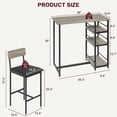 thumbnail image 5 of Dining mesa set para two - kitchen mesa y sillas con wine rack, metal frame moderno bar mesa set con two sillas, rectangular kitchen mesa set para small spaces y apartments, 5 of 5
