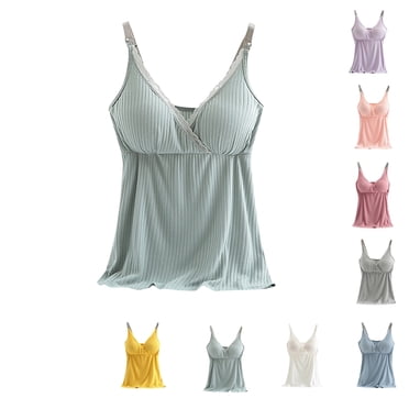Bixock Tops for Pregnant Women,Basic Tops for Pregnant Women,Women's round-Neck Solid Color Sleeveless Breast Feeding Pregnant Nursing Women Cami Tank Tops T-Shirt