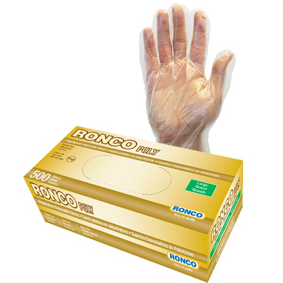 Ronco Poly, Clear Polyethylene Disposable Glove (10,000 gloves / case)