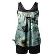 thumbnail image 5 of Sokhug Womens High Waisted Conservative Tankini Set Fashion Printed Two Piece Swimsuit with Built in Bra Padded Bathing Suit, 5 of 5