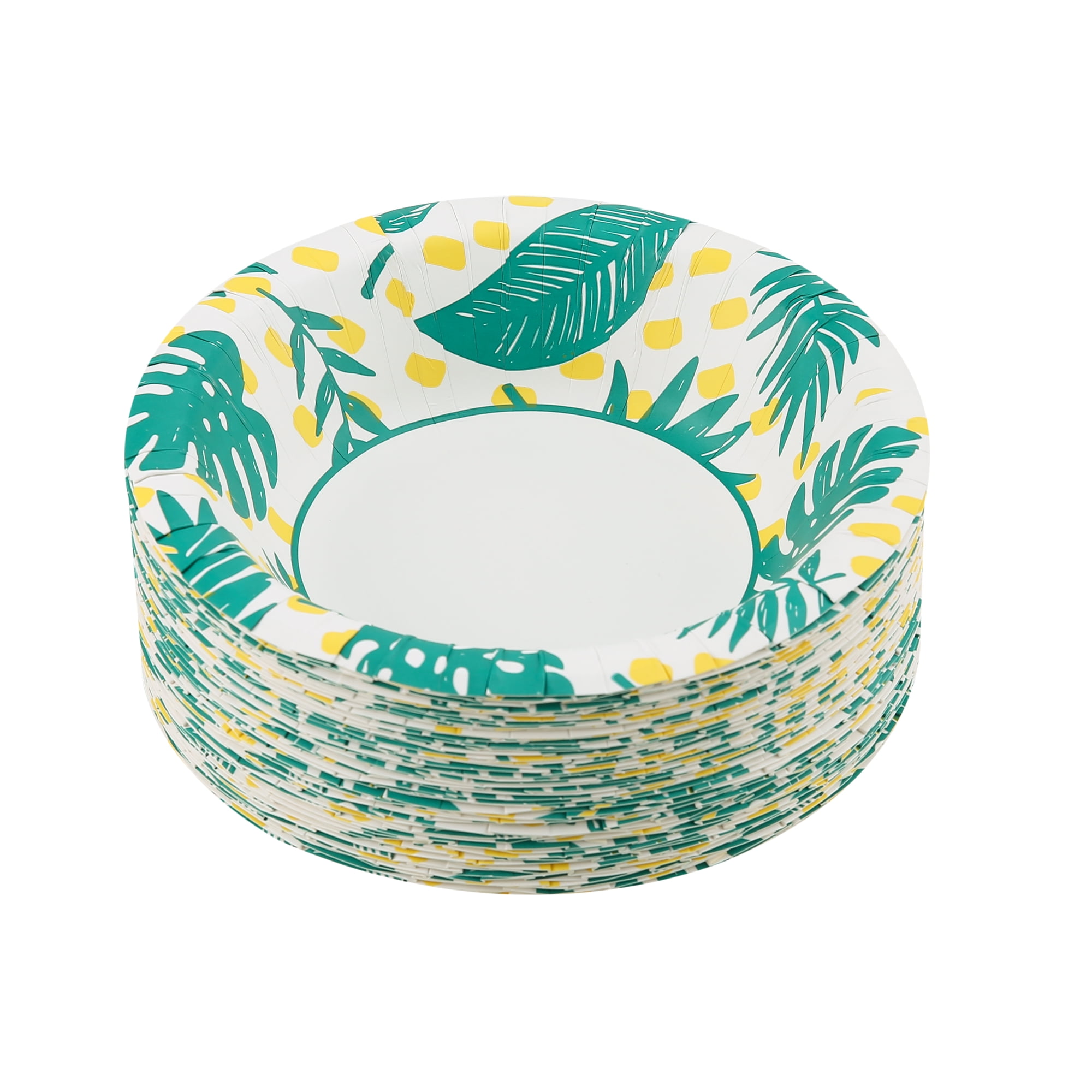 Glad Everyday 16oz Paper Bowls Disposable Palm Leaves 50ct- 2 Pack Bundle