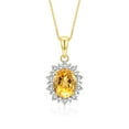 thumbnail image 3 of RYLOS Women's 14K Yellow Gold Princess Diana Inspired Ring & Necklace W/ 18" Chain Gemstone & Diamonds 9X7MM Citrine November Birthstone . 2 PC Perfectly Matched Gold Jewelry Ring Size 8, 3 of 10