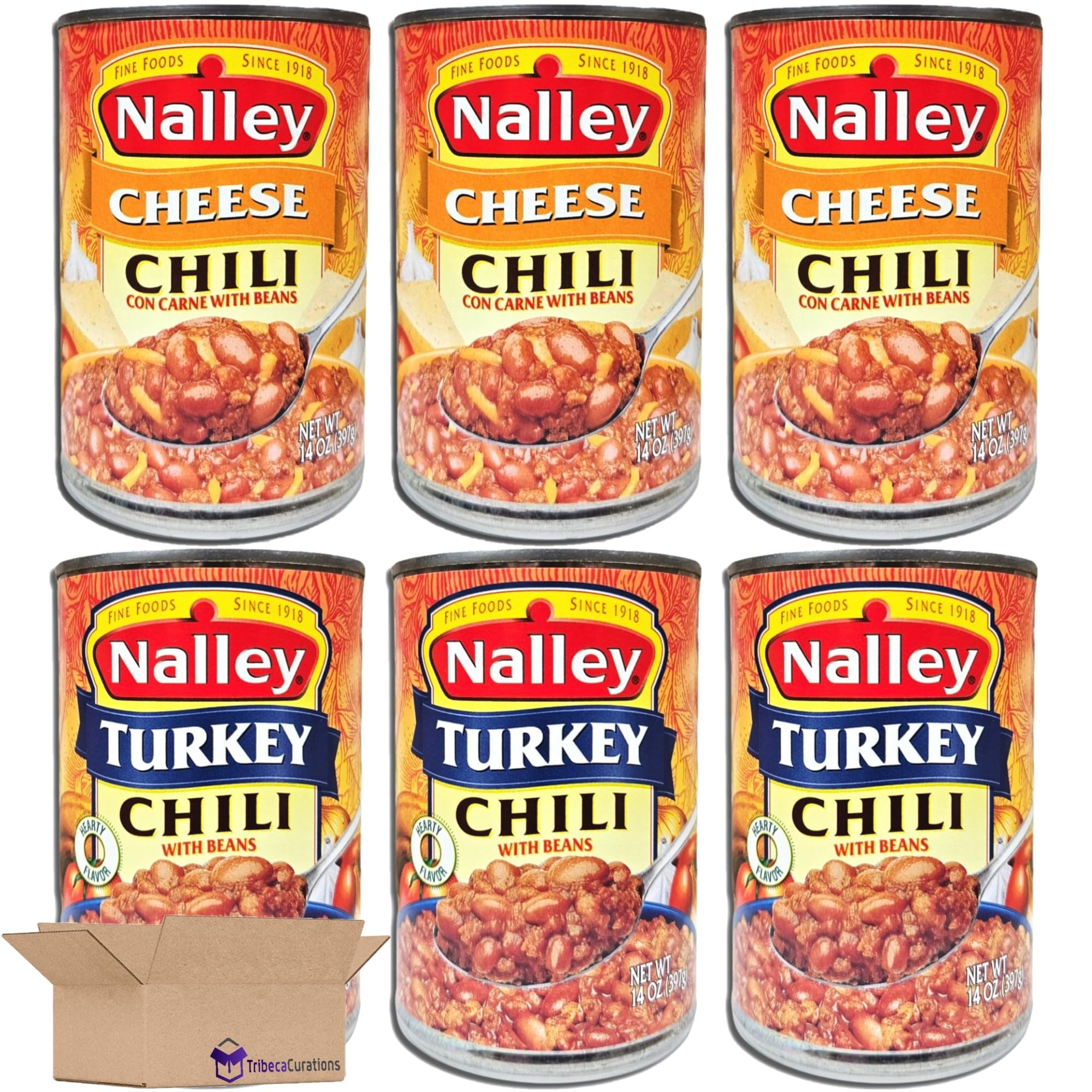 Nalley Chili Cheese & Turkey Combo Pack | 14 Ounce Can | Pack of 6