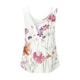 thumbnail image 4 of Tmtolofot 2024 Womens Summer Tank Tops Floral Print Top Women Thin Spaghetti Straps Sexy Pleated T-Shirts Sleeveless Vest Women's Round Neck T Shirts,2_Multicolor,Large, 4 of 5