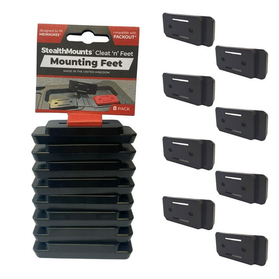 StealthMounts Mounting feet Compatible with Milwaukee Packout System. Black 8 Pack.