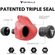 Decibullz Custom Molded Earplugs, One Count - 31dB NRR, Comfortable Protection for Shooting & Travel (Red)