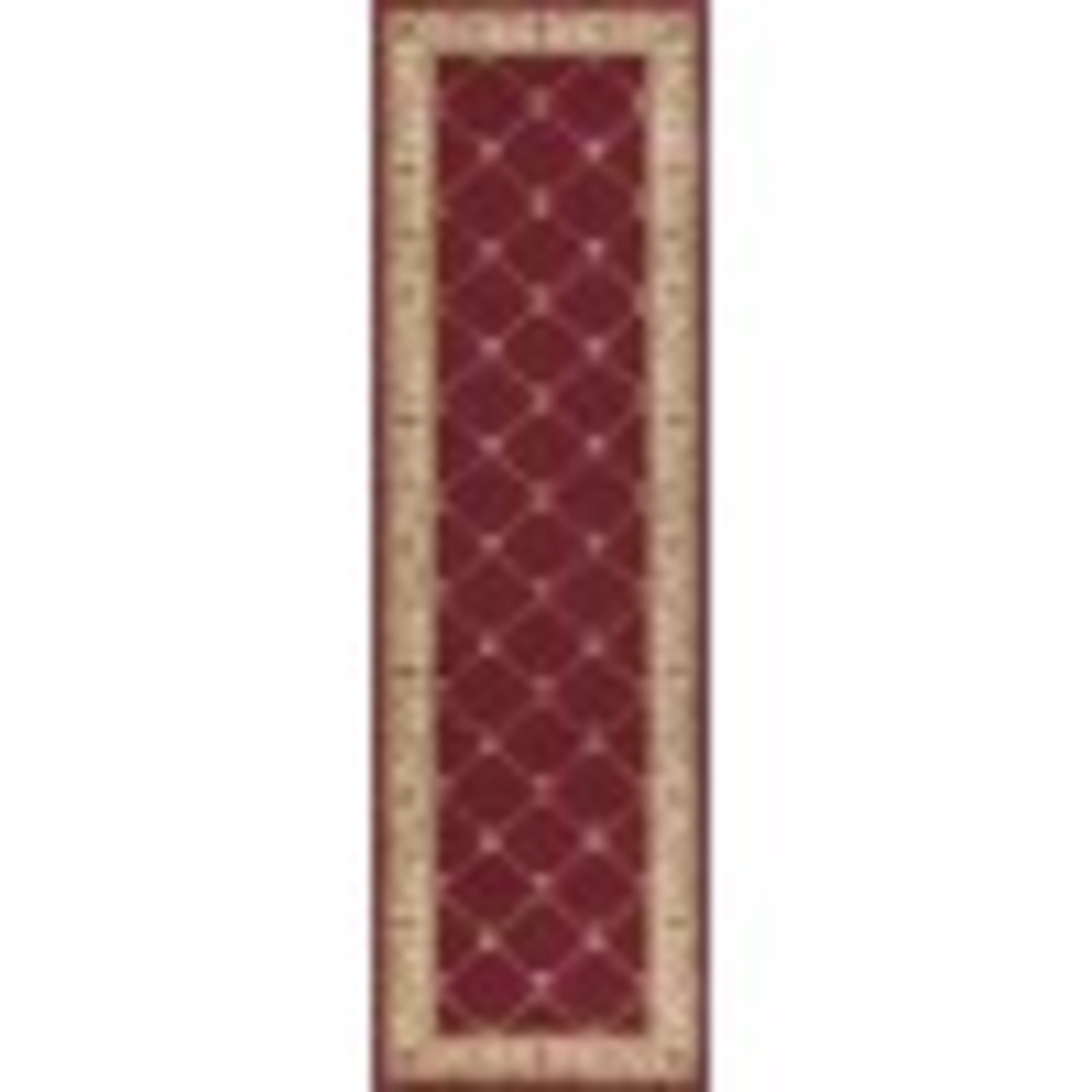Sensation Traditional 2' x 10' Red and Beige Polypropylene Indoor Area Rug