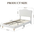 thumbnail image 3 of Para niños' beige tamaño individual forrado cama de plataforma con adorable bouclé velvet cabecero, no box spring required, easy to assemble y durable, 3 of 8