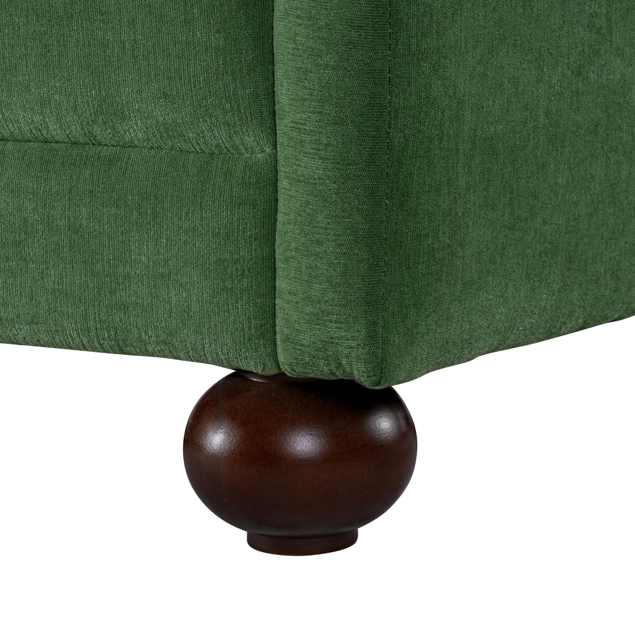 Christopher Knight Home 77.2" Modern Chenille Sofa Couch with Square Arms, 3 Seats, Wood Legs, Green