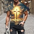 thumbnail image 2 of Men Dress Shirts Crewneck T Shirt for Men Cross Print Short Sleeve Loose Fit Casual Comfortable for Everyday Wear, 2 of 5