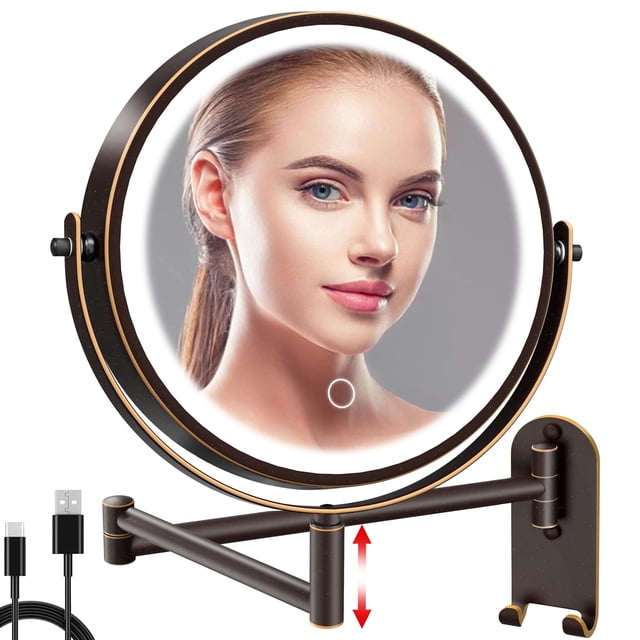 Espejo de maquillaje iluminado de pared CONLWIN de 8 pulgadas 1X/10X