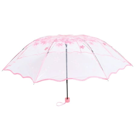 

NUOLUX Creative Transparent Umbrellas Floral Decor Sun Protection Raining Umbrella