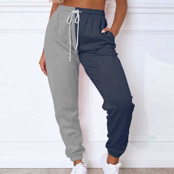Puntoco Mujeres Casual Patchwork Pantalones Cintura Alta Cordón con Multi-Bolsillos Corsé Pantalones Largos Puntoco Puntoco-6469