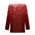 thumbnail image 5 of Women's Christmas V-Neck Long Sleeve Snowflake Print Top with Faux Fur Trim Festive Holiday Sweater, 5 of 5