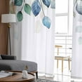thumbnail image 4 of Blue Teal Botanical Sheer Curtains 96 Inches Long 2 Panels Set, Window Sheer Curtains for Living Room/Bedroom, Weeping Fall Eucalyptus Leaves Light Filtering Rod Pocket Curtain 52'' x 96'' x 2, 4 of 7