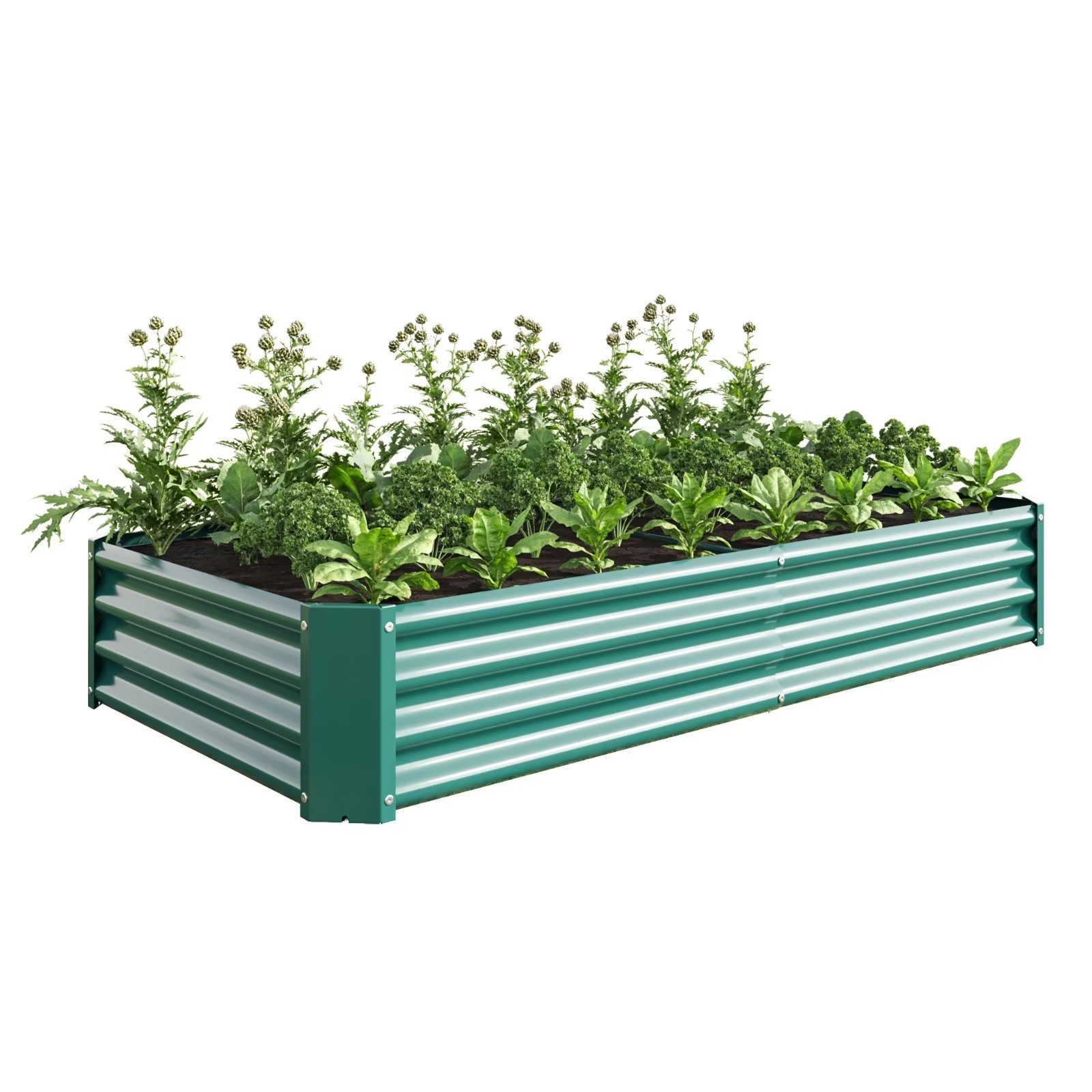 Raised Garden Bed, Large Size Metal Rectangle Raised Planter Beds Patio Planting Box for Vegetables & Flowers, 6×3×1Ft, Green