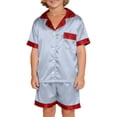 thumbnail image 2 of Conjunto navideño para padres e hijos, camiseta de manga corta con estampado navideño a cuadros, pantalones con bolsillos laterales, blusa de poliéster, 2 of 6