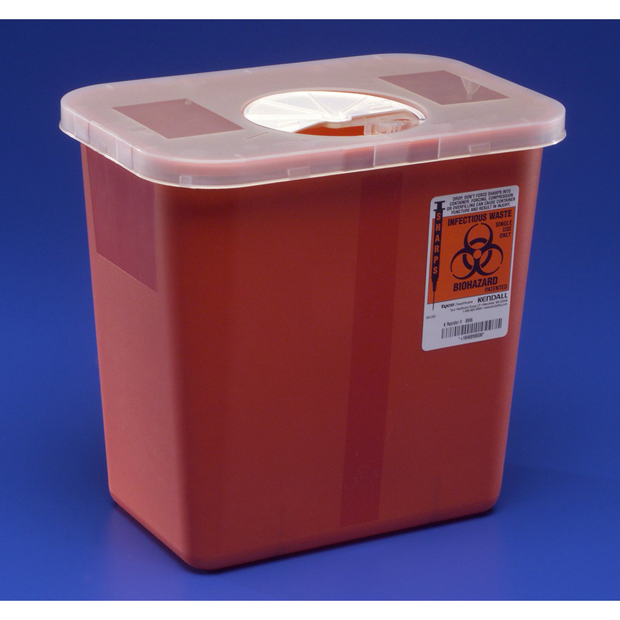 Sharps Container, SharpSafety 1-Piece 10 H X 10-1/2 W X 7-1/4 D Inch 2 Gallon Red Rotor Lid, 8970 - Case of 20