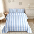 thumbnail image 2 of Manfei Geometric Stripe Full Size Comforter Sets,Contemporary Minimalist Bedding Comforter Set, Light Blue White, Reversible 3pcs, 1 Comforter and 2 Pillowcases, 2 of 6