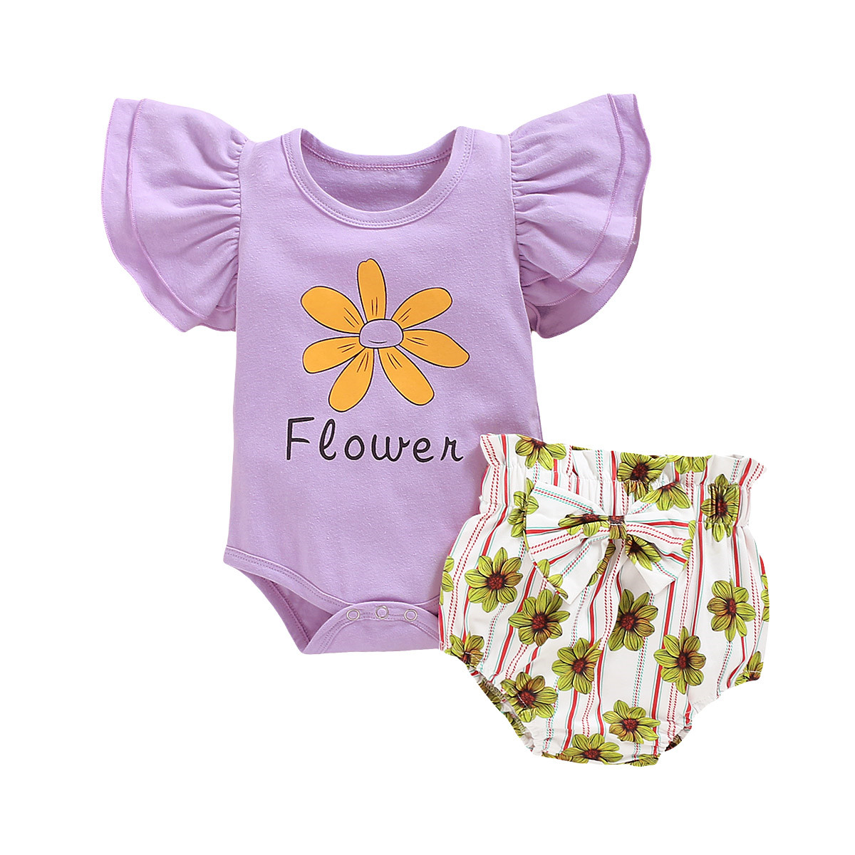Calsunbaby Newborn Baby Girl Clothes Ruffle Romper Flower Bodysuit