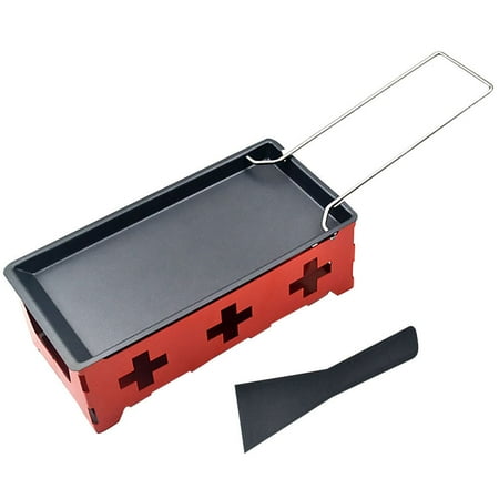 

HOMEMAXS 1 Set Portable Cheese Grill Mini Non-stick Bakeware Set Butter Cheese Grill Non-stick Outdoor Camping Cookware for Kitchen with Red Stove Rack Baking Tray Small Spatula (Red Steel Handle)
