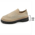 thumbnail image 7 of Rokment Women's Glitter Rhinestones Platform Walking Shoes Comfortable Slip on Socks Chunky Mid Heel Oxfords Casual Dress Fashion Sneakers Khaki Size 7.5, 7 of 7