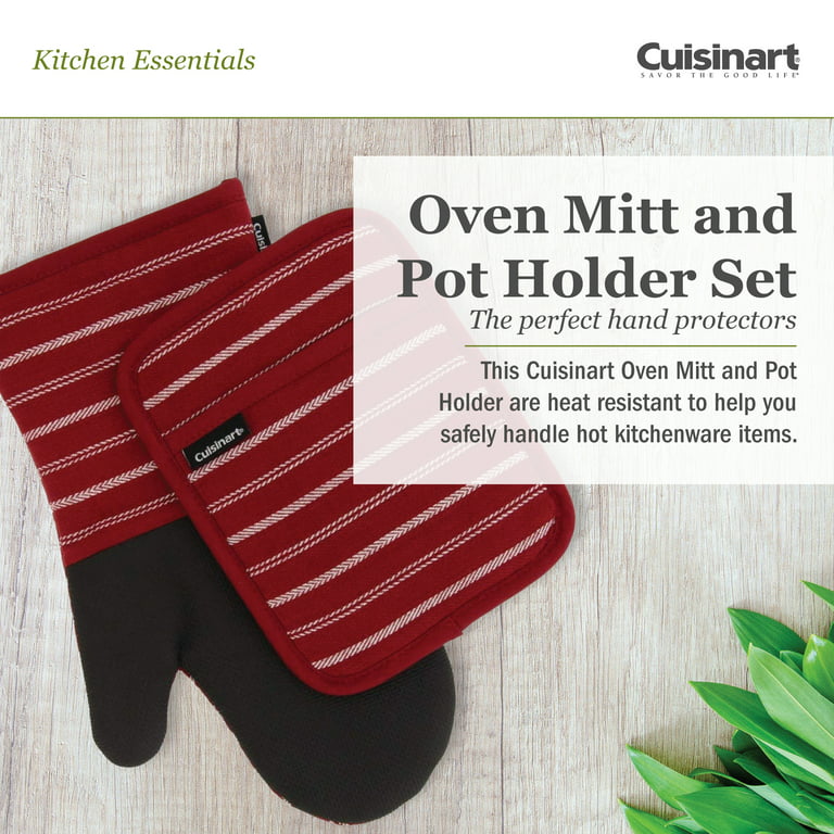 Master Cuisine Red Stripe Oven Mitt & Pot Holder Set
