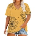 thumbnail image 2 of Yellow Women's Short Sleeve T-shirt, Plus Size V Neck T Shirts Women Short Sleeve Tops Casual Summer Tshirts Loose Fit Tee,Women's Short sleeve T-shirt XXL, 2 of 4