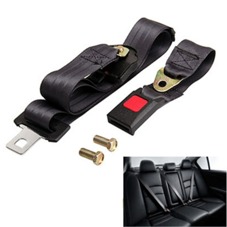 ESTONE Universal 3 Point Auto Vehicle Car Seat Belt Lap Adjustable Safety Belts Black