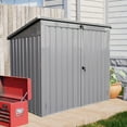 thumbnail image 2 of CoSoTower Garbage Bin Shed Stores 2 Trash Cans Metal Outdoor Bin Shed for Garbage Storage,Stainless Galvanized Steel, Bin Shed for Garden Yard Lawn Gray, 2 of 9