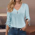 thumbnail image 2 of Endives Women's Shirts V Neck Long Sleeved Shirt Top Loose Dress Casual White Shirt Plus Size, 2 of 6