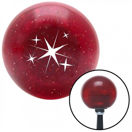 American Shifter 55646 White Abstract Stars Red Metal Flake Shift Knob with M16 x 1.5 Insert Shifter Auto
