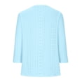 thumbnail image 5 of XMHJSMD 3/4 Sleeve Eyelet Embroidery Tops for Women 2024 Summer Dressy Causal Crewneck Shirts Three Quarter Length Blouses(Blue,Xxxl), 5 of 6